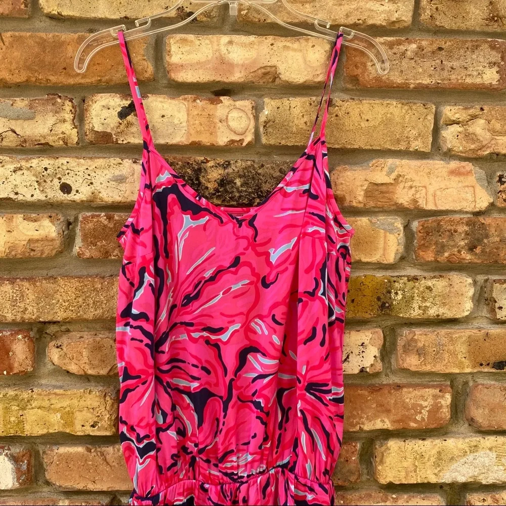 Lilly Pulitzer Pink Floral Print Drawstring Shorts Romper